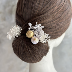 グレー 髪飾り 訪問着 お花 結婚式 七五三 ヘッドドレス（アクセサリー