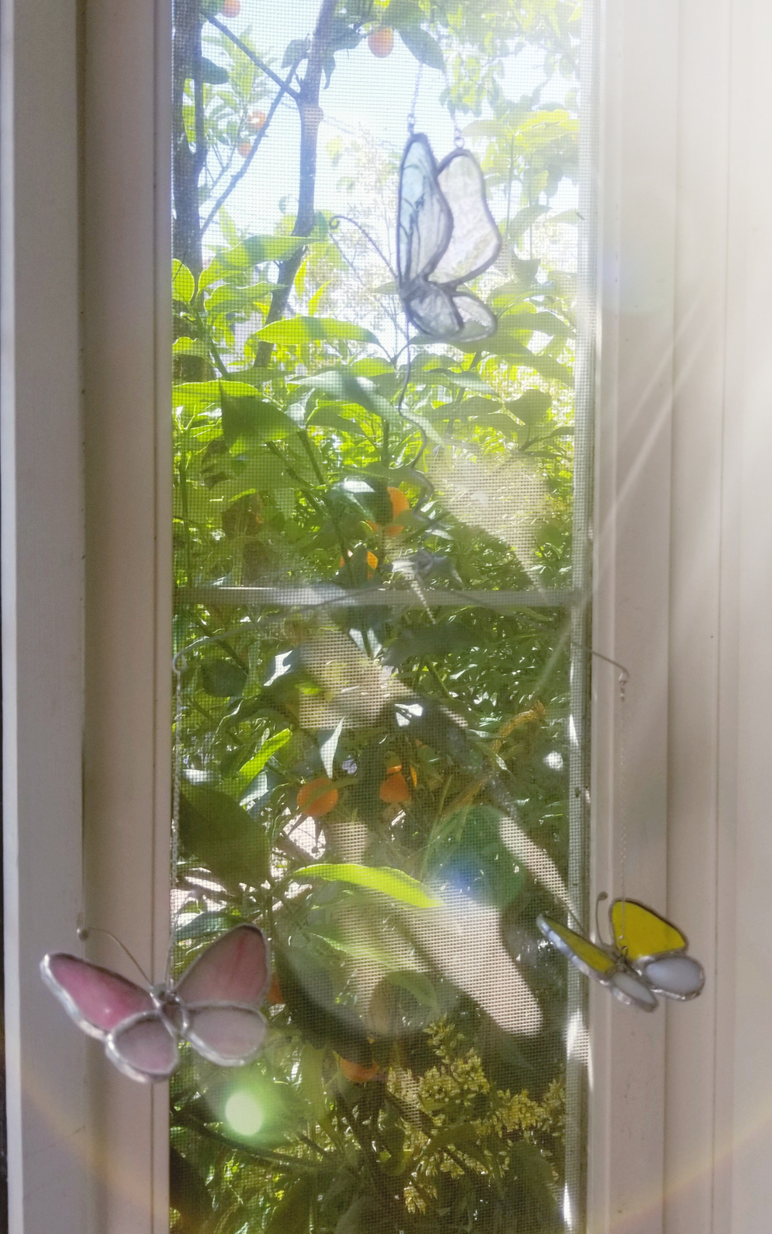 ステンドグラス　蝶のモビール