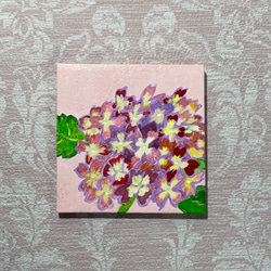 [原画]  紫陽花　アクリル画　約10cm角　送料無料 1枚目の画像