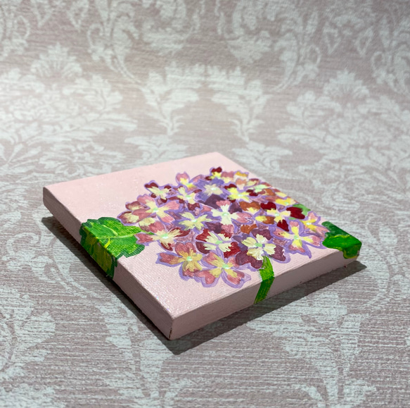 [原画]  紫陽花　アクリル画　約10cm角　送料無料 4枚目の画像