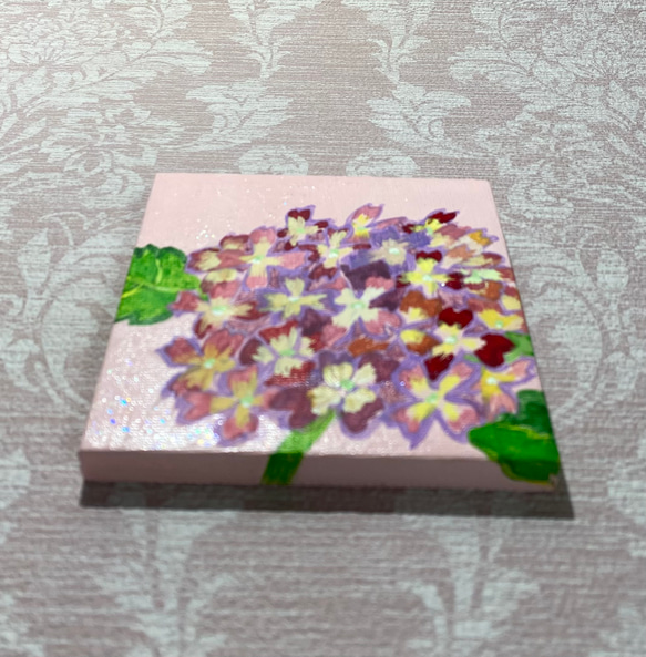 [原画]  紫陽花　アクリル画　約10cm角　送料無料 3枚目の画像