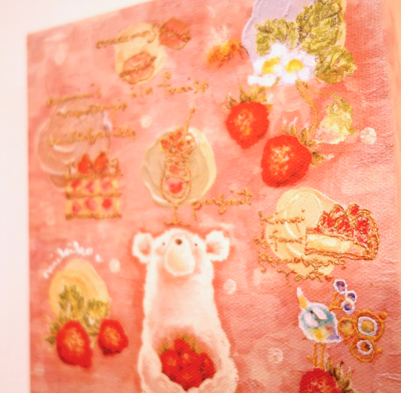 藝術帆布面板，草莓色 第3張的照片