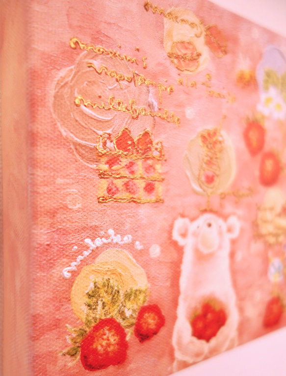 藝術帆布面板，草莓色 第4張的照片