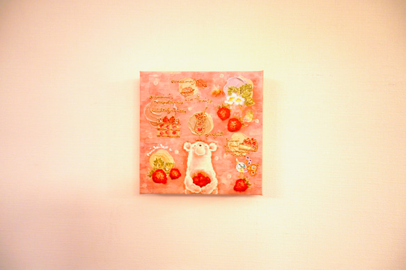藝術帆布面板，草莓色 第6張的照片