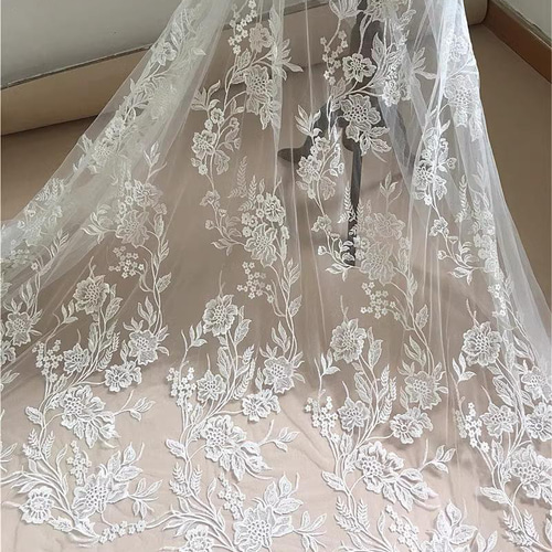 チュールレース 大きな花 刺繍 エンブロイダリー 森系 レース