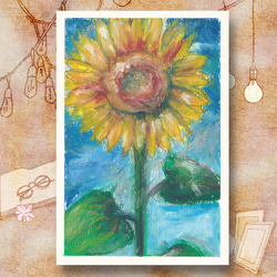 原画・一点物 ・オイルパステル画】ゴッホ「星夜空」名画の模写 葉書