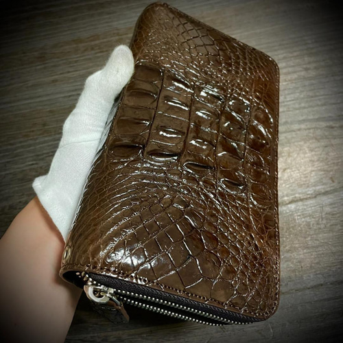 収納力抜群】クロコダイル 長財布 ダブルファスナー センター 収納力抜群】クロコダイル 長財布 ダブルファスナー センター