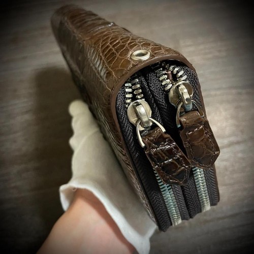 収納力抜群】クロコダイル 長財布 ダブルファスナー センター 収納力抜群】クロコダイル 長財布 ダブルファスナー センター
