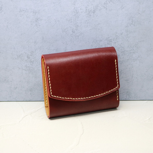 レザー三つ折り財布 グリーン・ベージュ・ワインレッド 三つ折り革財布 ワインレッド 三つ折り財布 BEE3104 通販 16013303