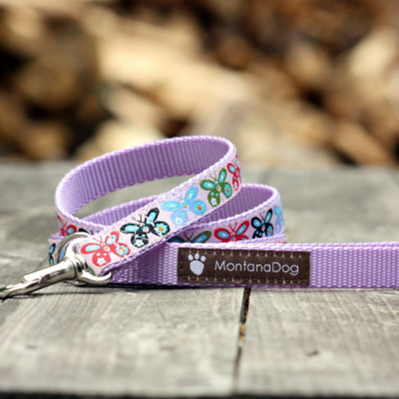 犬リード 幅1.6㎝/1.9㎝ Butterfly Purple 1枚目の画像