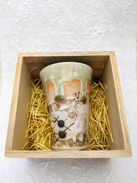 囲碁「ツケハネノビ」ぐい呑み　　ビードロ釉　陶器　焼き物　プレゼント 11枚目の画像