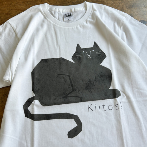 黒猫プリント ゆるっと Tシャツ レディースサイズ Tシャツ