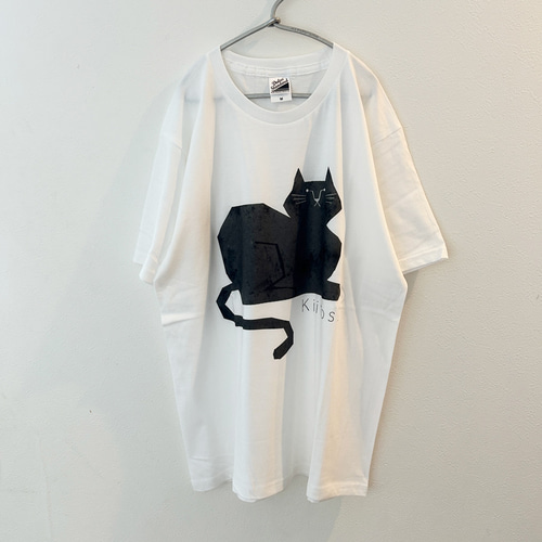 黒猫プリント ゆるっと Tシャツ レディースサイズ Tシャツ