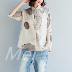 夏の新商品リネン半開襟ファッション半袖シャツ 5枚目の画像