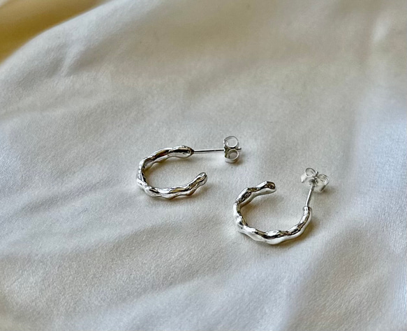 silver925 grain hoop  pierce 5枚目の画像