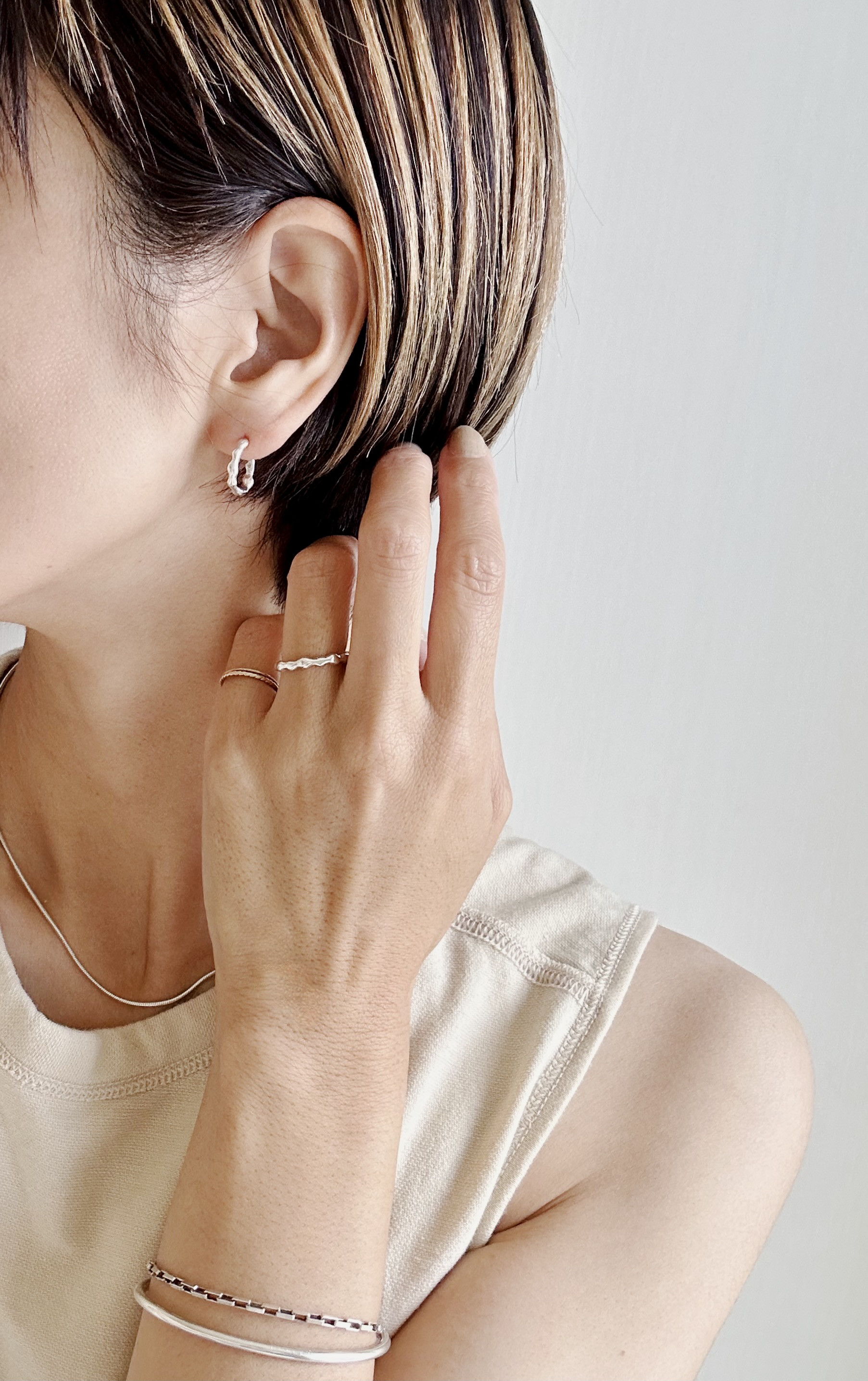 silver925 grain hoop  pierce