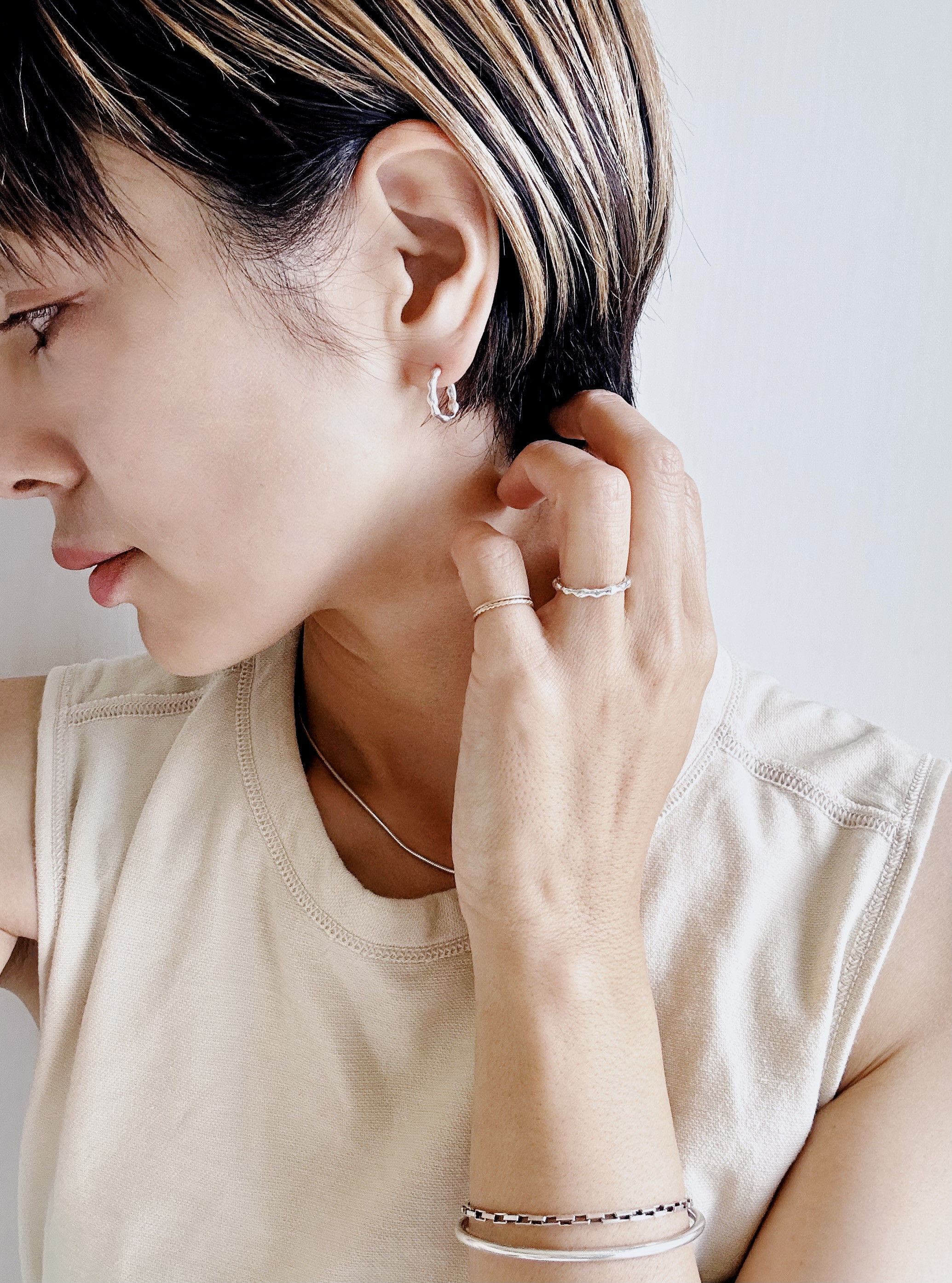 silver925 grain hoop  pierce
