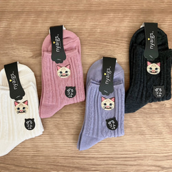 4件套_貓的刺繡襪子甚至感覺像毛皮✩.*°暹羅貓Baek-chan✩.*° 第10張的照片