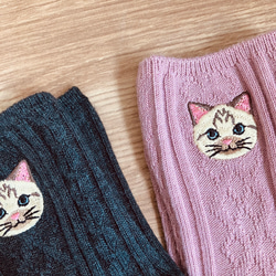 4件套_貓的刺繡襪子甚至感覺像毛皮✩.*°暹羅貓Baek-chan✩.*° 第4張的照片