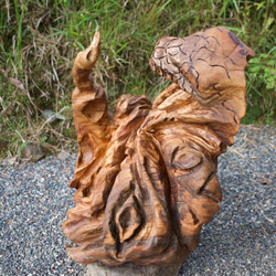 蜿蜿に光を貪る　チェーンソーアート彫刻作品　蛇　木彫り 8枚目の画像
