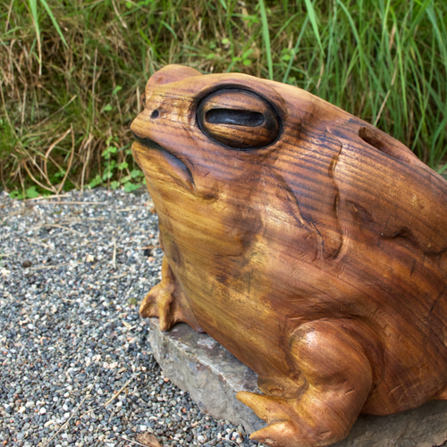 モクメフクラガエル チェーンソーアート彫刻作品 蛙 木彫り 彫刻