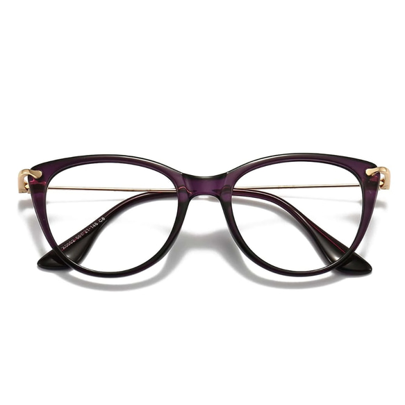 フォックス型フレーム｜パープル×ゴールド｜老眼鏡、だてメガネ、近視