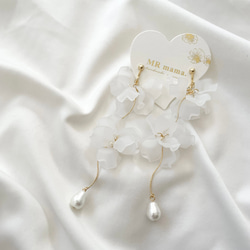 328 チェーン　コットンパール　ピアス　ハンドメイド　結婚式 328 チェーン　コットンパール　ピアス　ハンドメイド　結婚式