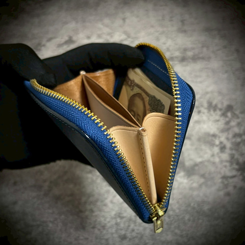 プエブロレザー ミニ財布 経年変化 本革 牛革 イタリアンレザー YKK