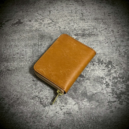 プエブロレザー ミニ財布 経年変化 本革 牛革 イタリアンレザー YKK