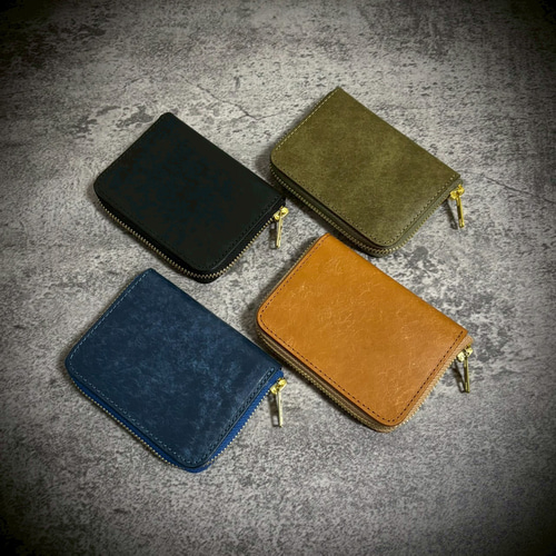 プエブロレザー ミニ財布 経年変化 本革 牛革 イタリアンレザー YKK