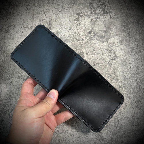 総手縫い 二つ折り 財布 フルレザー 経年変化 折財布 本革 革財布