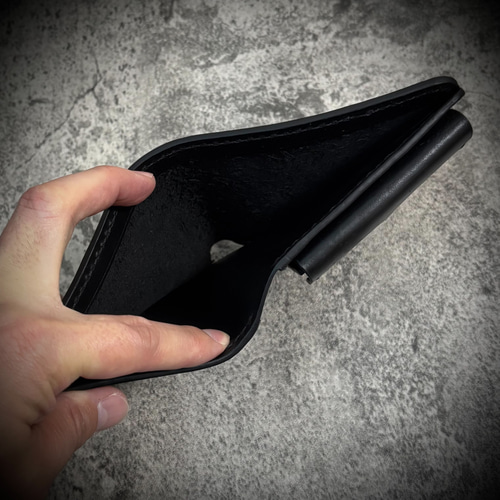 総手縫い 二つ折り 財布 フルレザー 経年変化 折財布 本革 革財布