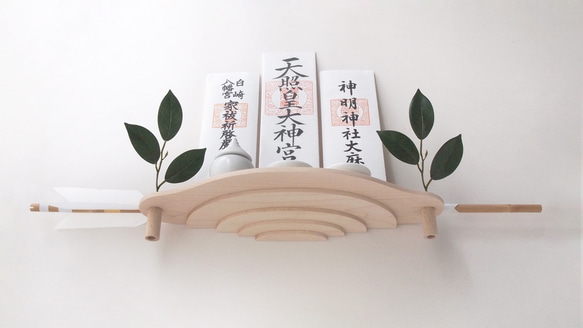 【コンパクトワイド】モダン神棚セット豊雲トヨクモ(和洋シンプルコンパクトおしゃれ鏡餅新築祝い引っ越し祝い) 3枚目の画像