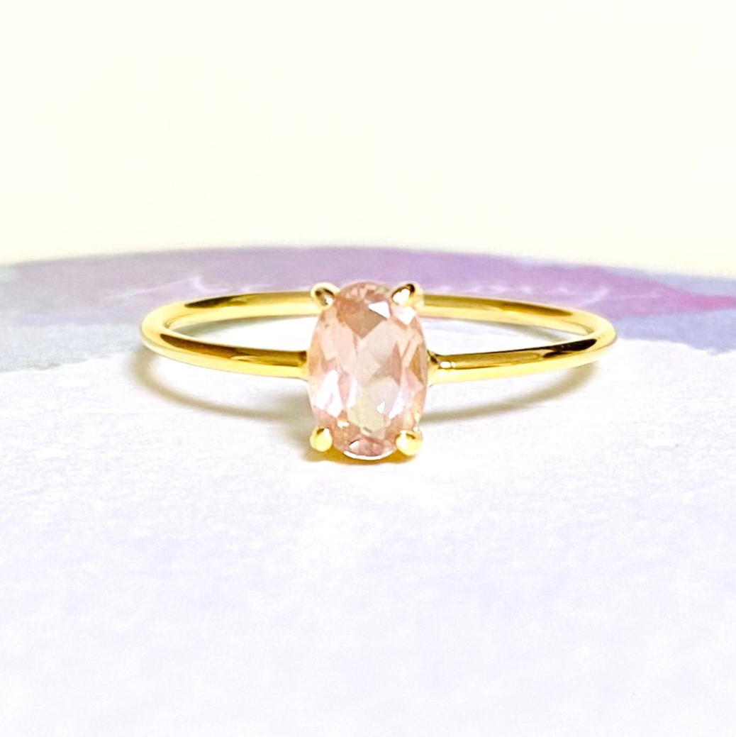 稀少石　宝石質オレゴンサンストーンAA +リング11号 アメリカ産　オーバルファセットカット　天然石