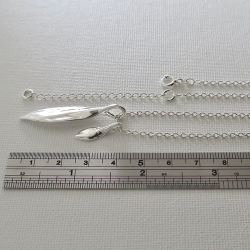 999 Silver] ユズリハのリーフペンダント, ネックレス, miniシルバー