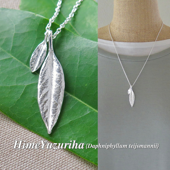 999 Silver] ユズリハのリーフペンダント, ネックレス, miniシルバー