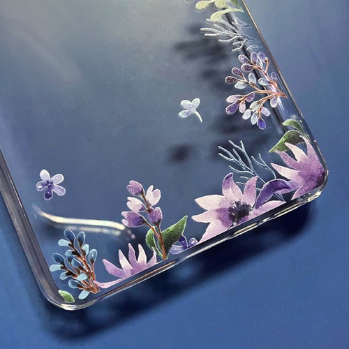 人気商品の中古品・新品・未使用品 油絵 スマホケース【青と紫