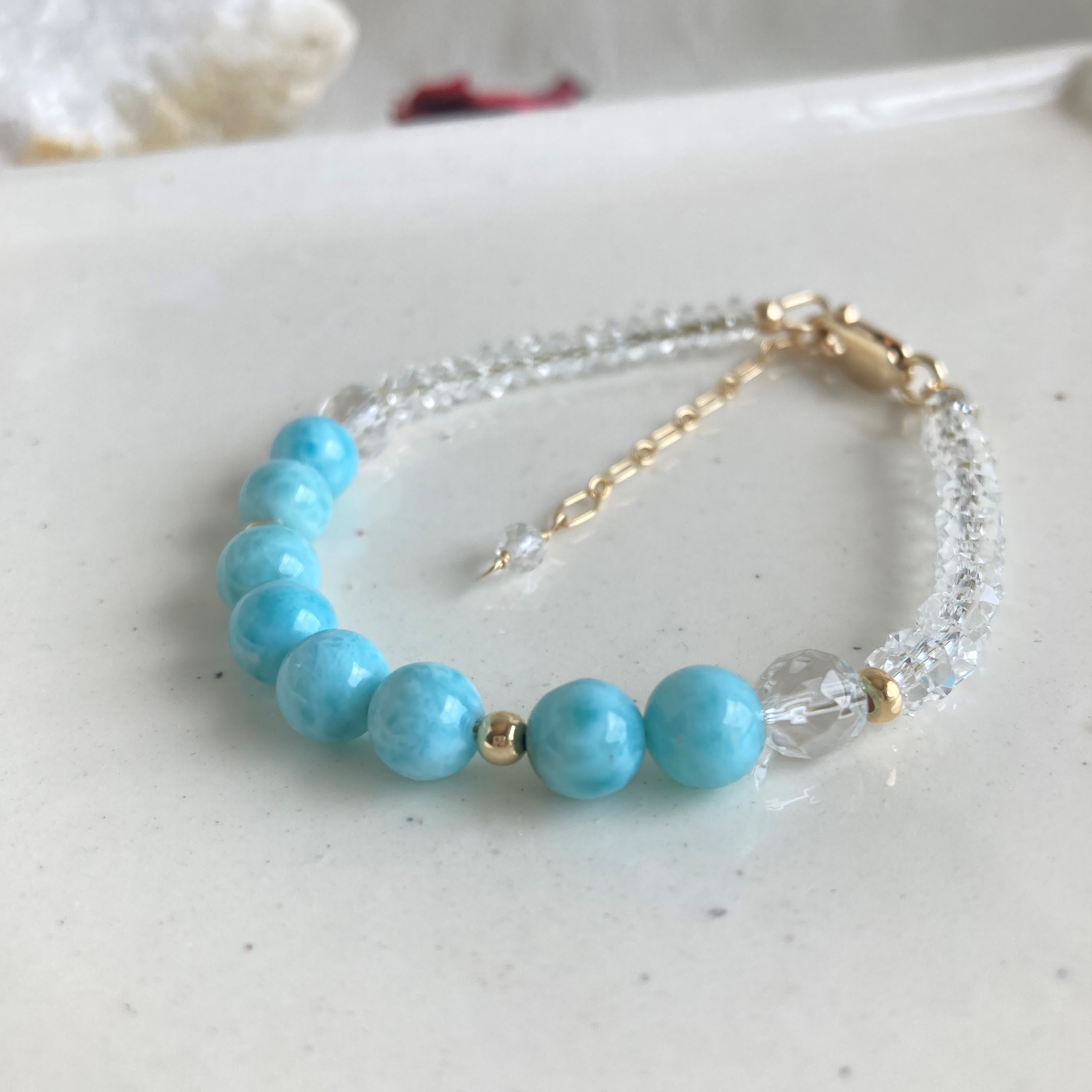 ラリマー 水晶 14kgf ブレスレット