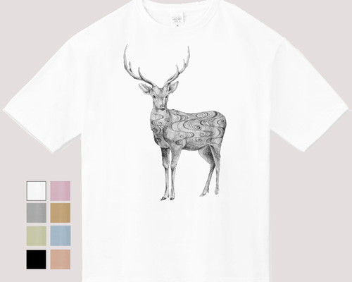 Meryll Rogge 鹿イラスト Tシャツ 描き下ろし 牧瀬紅莉栖 オールプリントTシャツ huke Ver