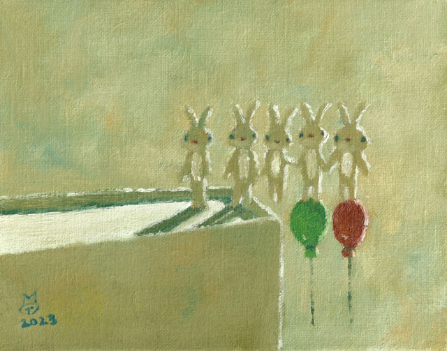 彼らの隠れ場所(油絵の具によるイラスト)