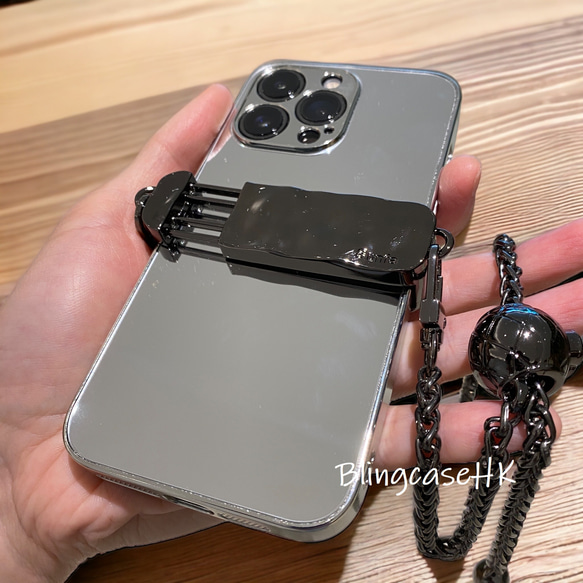 スマホショルダー ミラーケース メタルスリングショットクリップ iPhone 15 Pro Max ケース スマホケース 7枚目の画像