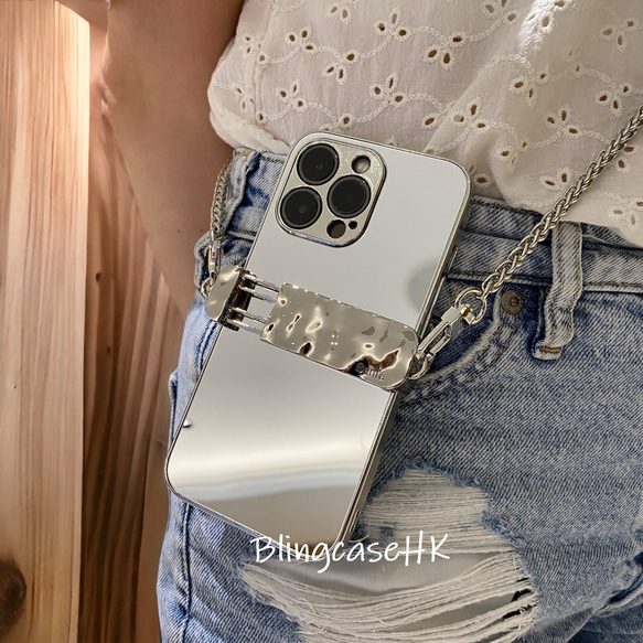 スマホショルダー ミラーケース メタルスリングショットクリップ