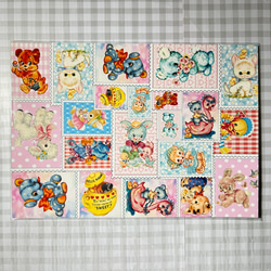 デザインペーパー☆A4サイズ レトロBabyアニマル 縦横使用 10枚