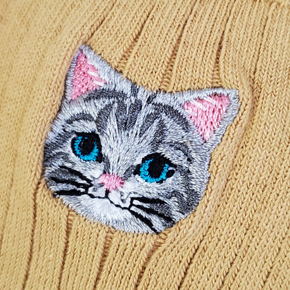 母の日にも♡3足セット_毛並みまで感じる猫さん刺繍の靴下 ✩.*˚ ヒメ  ✩.*˚ 3枚目の画像