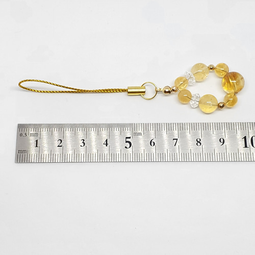 天然石＊シトリン＊ストラップ/キーホルダー/チャーム/イヤホン