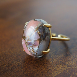 ★ピンクオパール★カジュアルリング◎デニムに似合う◎ 10月の誕生石の指輪 2枚目の画像