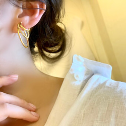 18kgp◆Triple random hoop earrings トリプルランダムフープイヤリングフープピアス金アレ 11枚目の画像