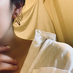 18kgp◆Triple random hoop earrings トリプルランダムフープイヤリングフープピアス金アレ 7枚目の画像