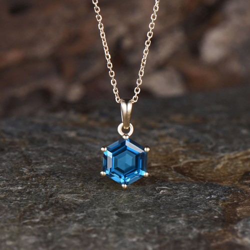 12 月の誕生石天然ロンドンブルートパーズネックレス天然ブルー宝石