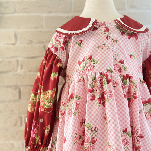 子供服 激甘❣️イチゴ✖️バラ柄 ジョリーワンピース 110サイズ 